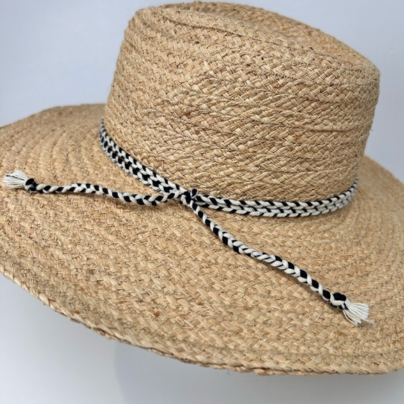 Kittenish straw hat, M/L, braided fabric cord, Vacation Beach Pool Garden NEW - Picture 3 of 8